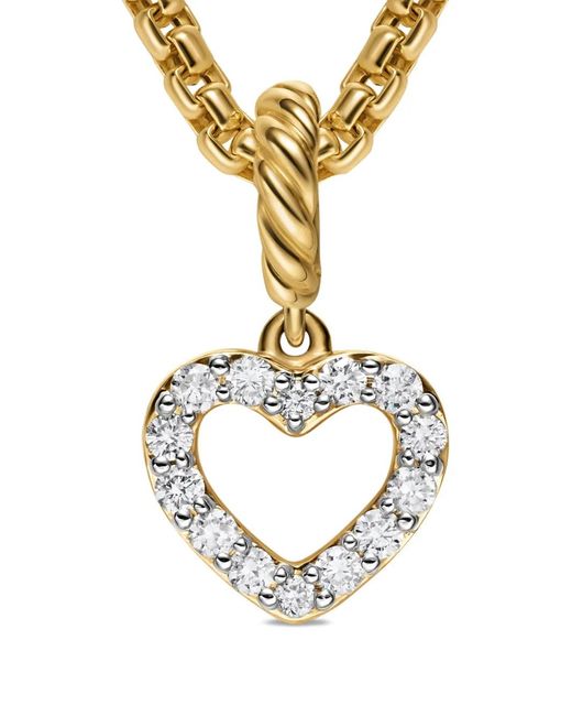 David Yurman Metallic 18K Micro Pavé Open Heart Diamond Pendant