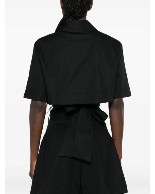 MOUTAKI Black Short-Sleeve Cropped Shirt