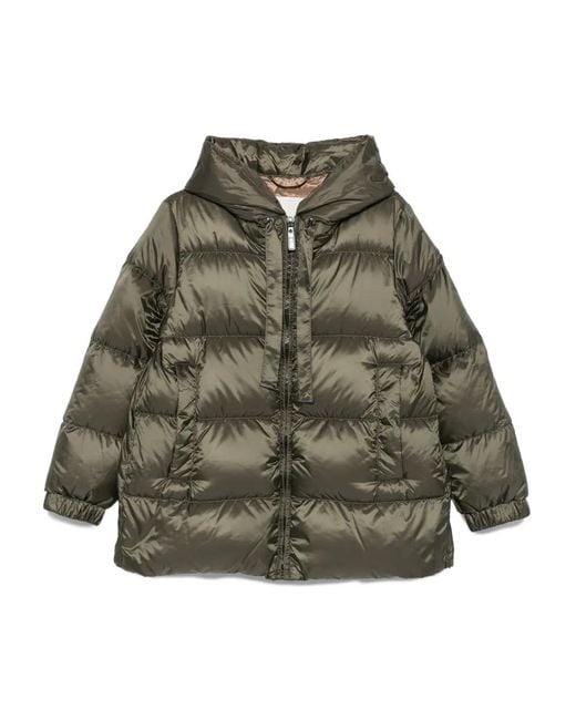 Max Mara Green Hooded Puffer Jacket