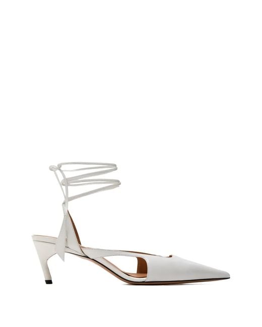 The Attico White Diane Slingback Pumps