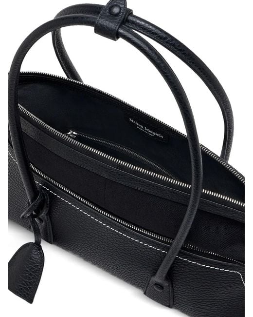 Maison Margiela Black 5Ac Leather Shoulder Bag With Logo