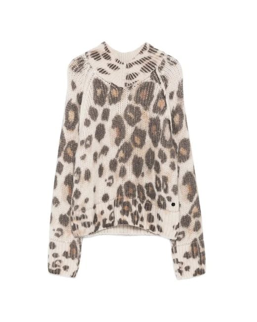 Marc Cain White Leopard-Print Sweater