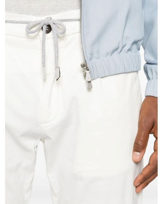 Eleventy White Drawstring-Waist Trousers for men