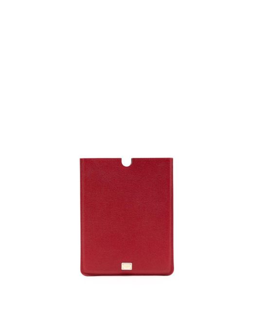 Dolce & Gabbana Red Logo-plaque Leather Tablet Case