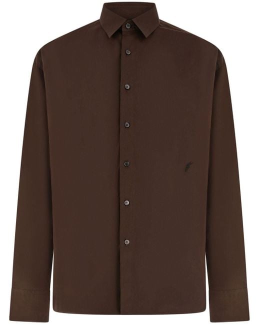 Ferragamo Brown Cotton Long Sleeved Shirt for men