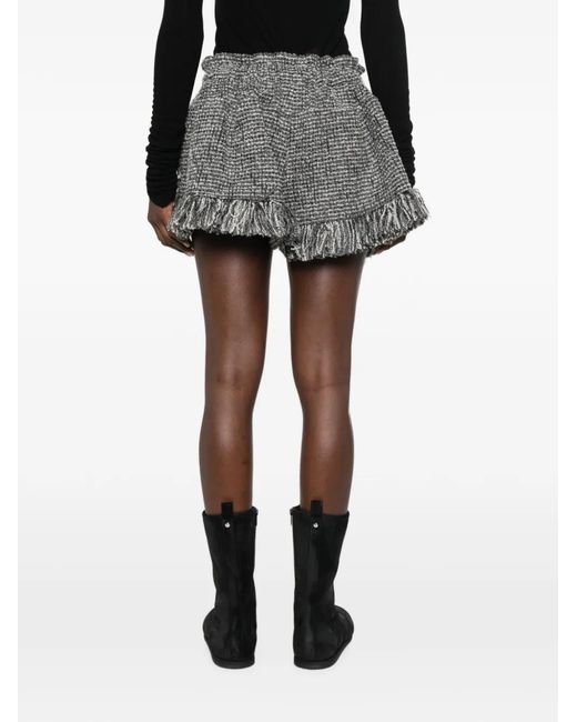 Sacai Gray Fringed Tweed Shorts