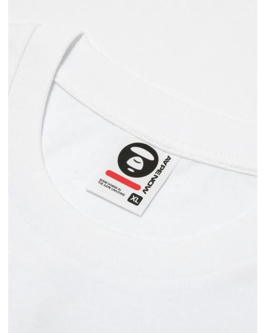 Aape By A Bathing Ape White Aape-Head Club Long-Sleeved T-Shirt for men