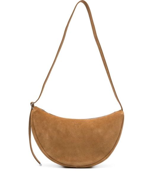 Sandro White Small Zipped Split Leather Hobo for men