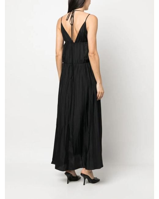 Joseph Black Ruched Silk Long Dress