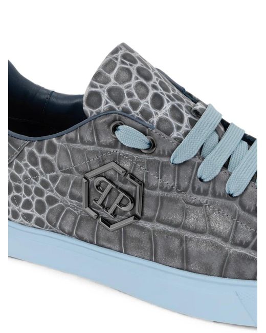 Philipp Plein Blue Low-Top Sneakers Cocco Hexagon