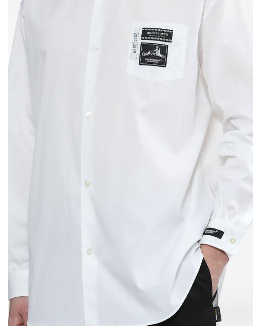 Undercover White Logo-patch Cotton-blend Shirt for men