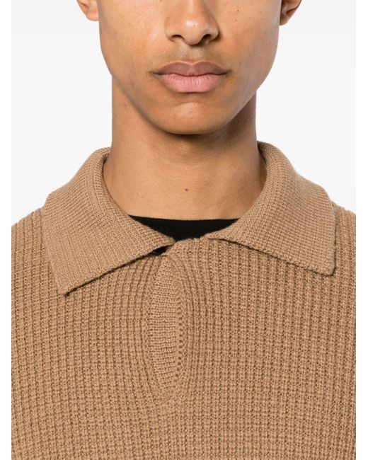 Tagliatore Brown Buttoned Knitted Polo Shirt for men