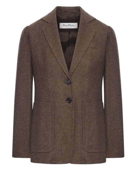 Max Mara Brown Geknöpfte Jacke Mit Aufgesetzten Taschen