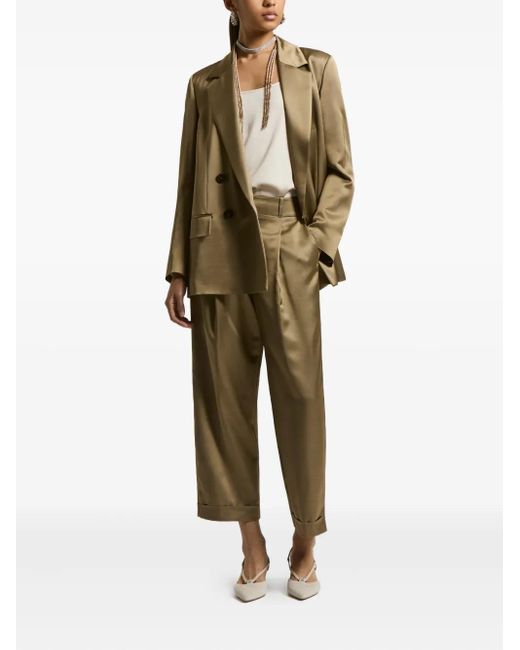 Peserico Natural Double-Breasted Satin Blazer