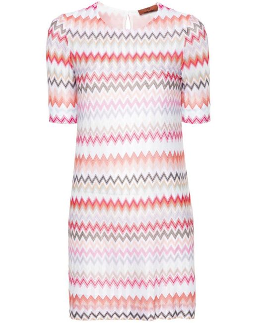 Missoni Mini-jurk Met Zigzag Patroon in het Pink