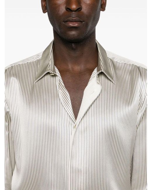 Camicia a righe di Saint Laurent in White da Uomo