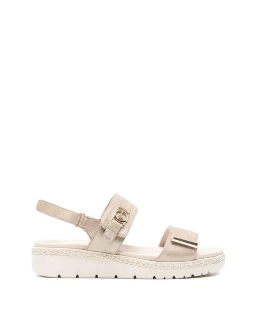 Tamaris White Metallic Leather Sandals
