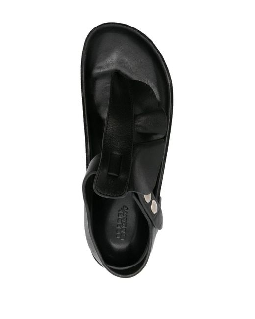 Isabel Marant Black Isela Ruffle-trim Leather Sandals