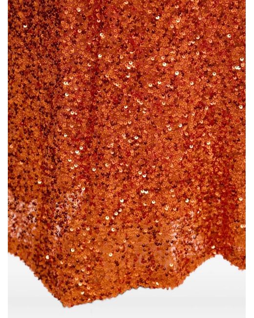 Never Fully Dressed Orange Sequin Midi Skirt