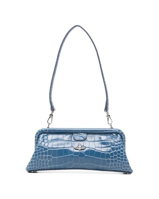 Vivienne Westwood Blue Jane Croc-Effect Shoulder Bag