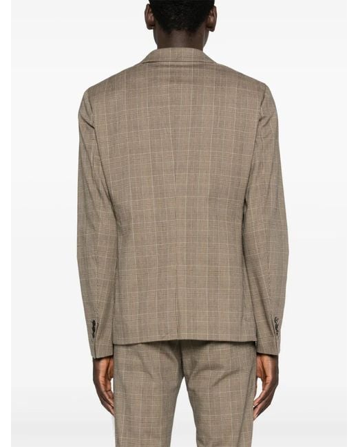 AllSaints Brown Maffrett Fine-Check Blazer for men