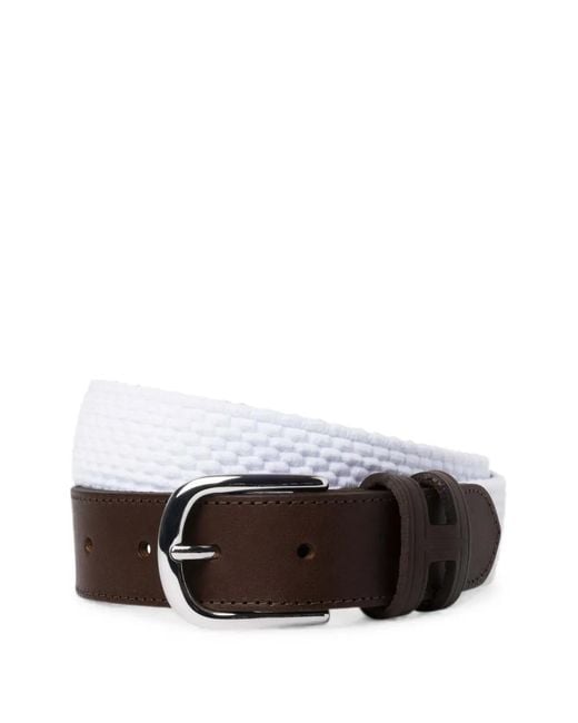 Hackett White Ceinture Parachute À Bords En Cuir for men