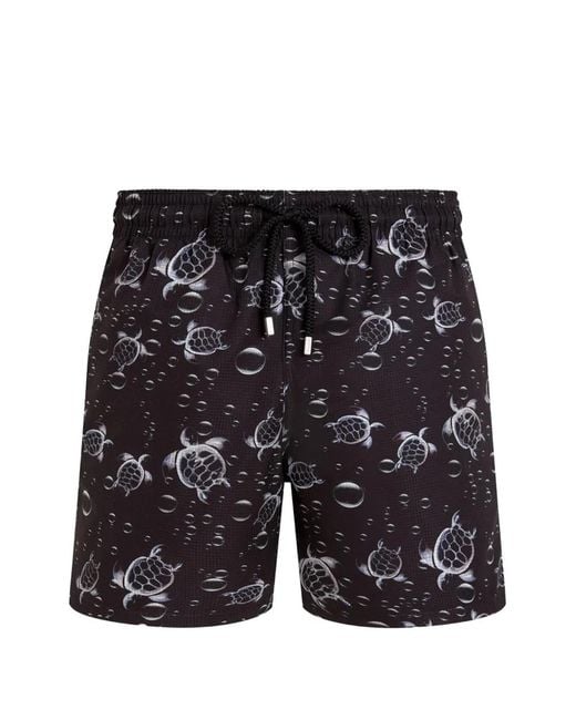 Vilebrequin Black Turtle-Print Drawstring Shorts for men