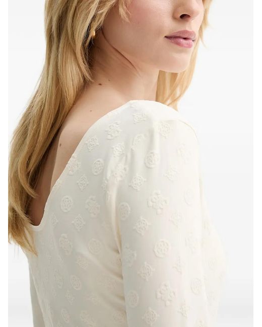 Guess White Patterned Long-Sleeved Top