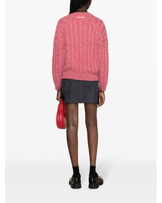 Miu Miu Pink Cable-knit Cashmere-blend Jumper