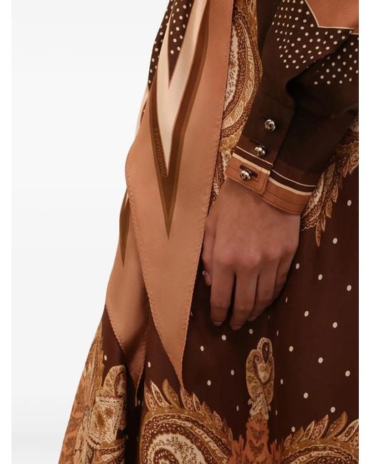 Zimmermann Brown Paisley-Print Silk Shirt Dress