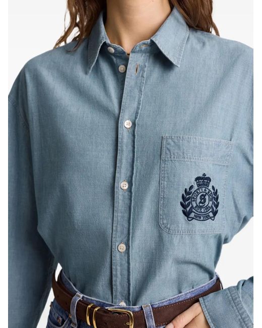 Sporty & Rich Blue H&W Crest Shirt