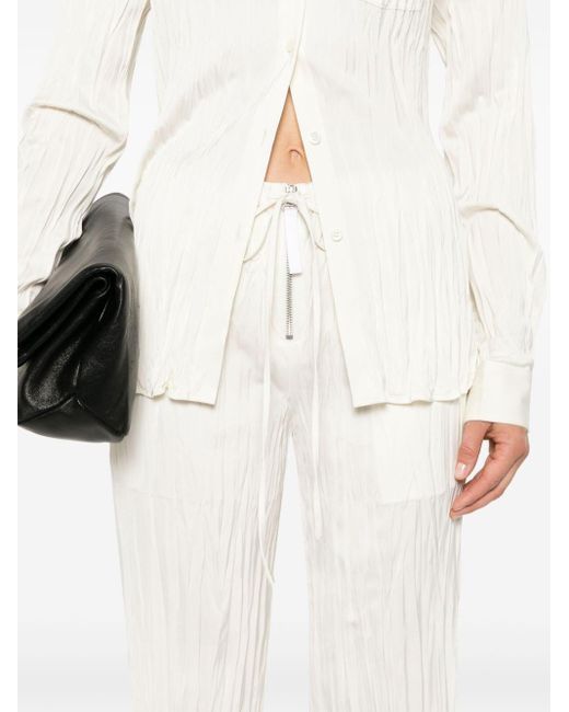 Pantalon en satin à effet plissé Helmut Lang en coloris White