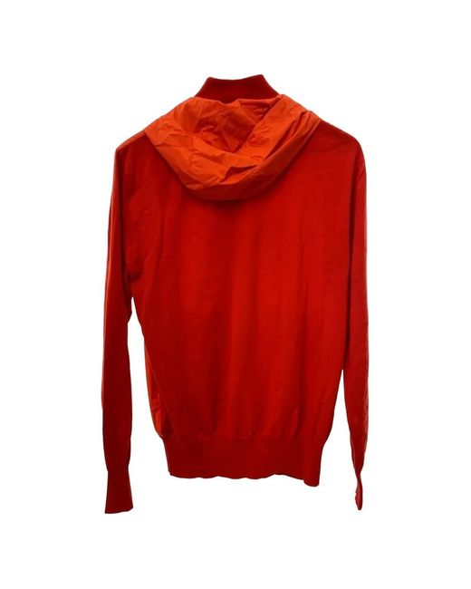 Herno Red Hooded Zip-Up Hoodie for men