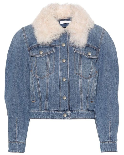 Chloé Blue Shearling-collar Denim Jacket