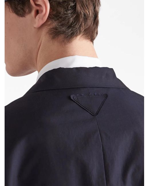Prada Blue Logo-Patch Single-Breasted Blazer for men