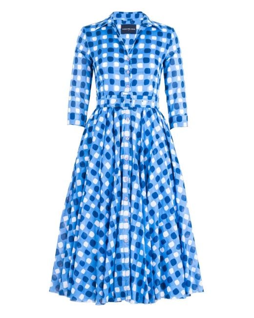 Robe Mi-Longue À Carreaux Samantha Sung en coloris Blue