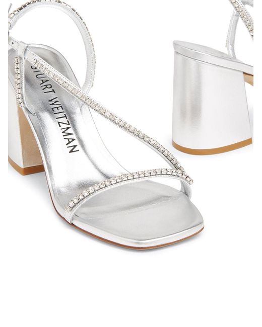 Stuart Weitzman White Crystal-embellishment Open-toe Sandals
