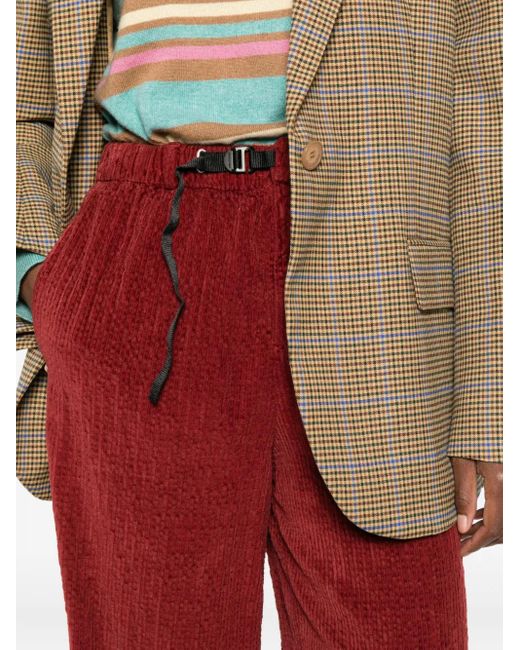 White Sand Red Drawstring-waist Corduroy Pants
