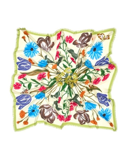 Bimba Y Lola Blue Flower-Print Scarf