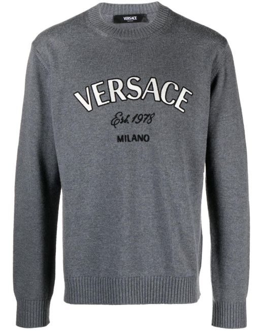 Versace Milano Stamp Pullover mit Stickerei in Gray für Herren