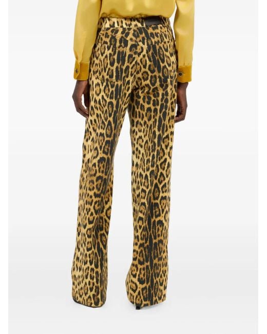 Roberto Cavalli Black Jaguar-Print Trousers