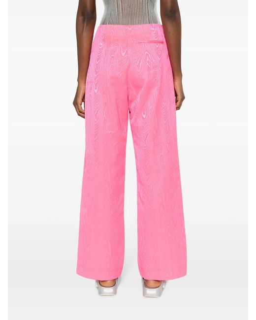 Forte_forte Pink Patterned-Jacquard Straight-Leg Jeans