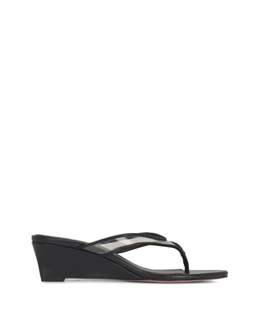 Veronica Beard Black Clea Wedge-Heel Thong-Strap Sandals