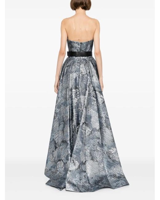 Saiid Kobeisy Blue Brocade Long Dress