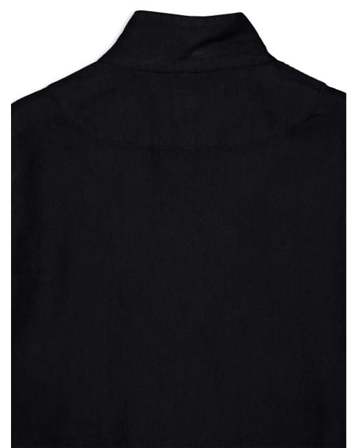 120% Lino Blue Zip-Up Linen Bomber Jacket for men