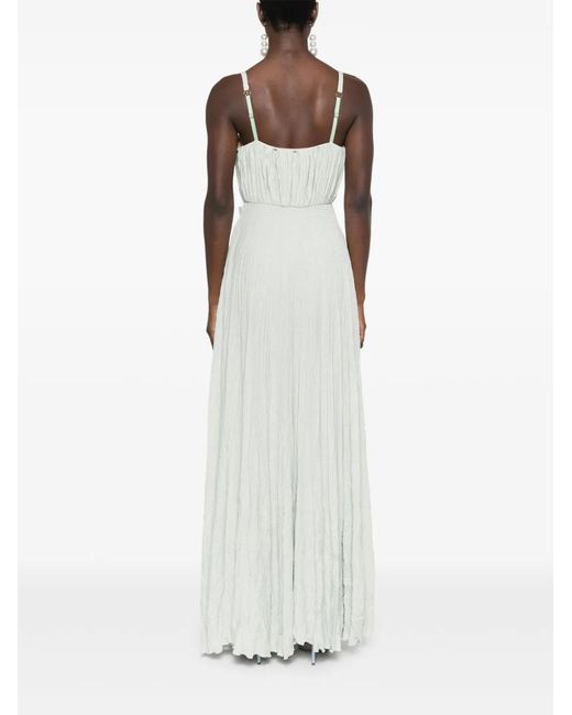 Elisabetta Franchi White Floral-Embroidery Lurex Gown