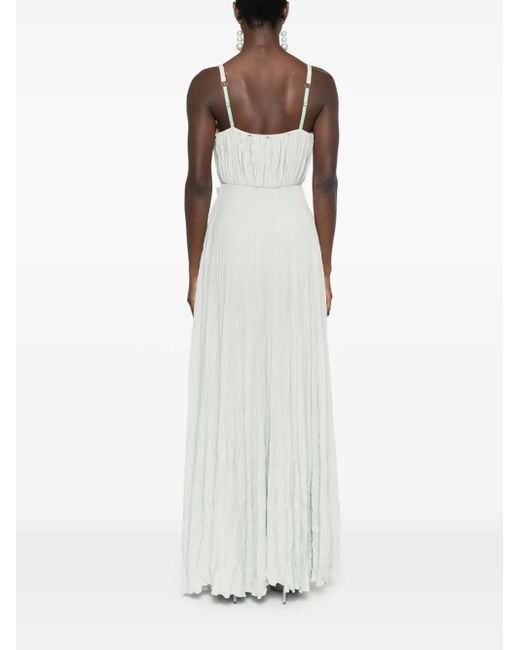 Elisabetta Franchi White Floral-Embroidery Lurex Gown