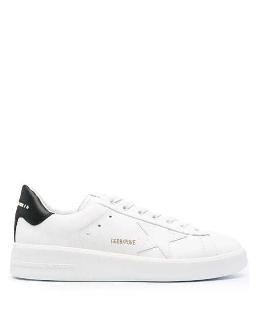 Golden Goose Deluxe Brand White Pure Star Sneakers With Iconic Logo Patch for men