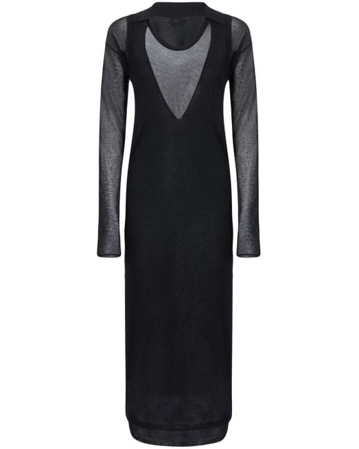 Pinko レイヤード ロングドレス Black
