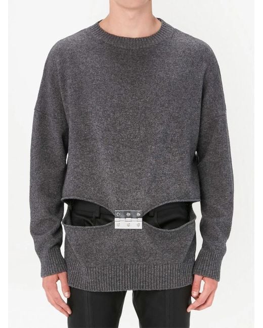 J.W. Anderson Gray Hinge-Embellished Cut-Out Jumper